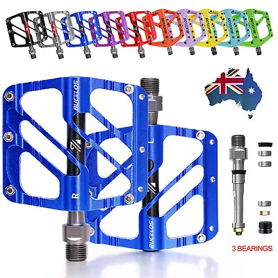 BUCKLOS Mountain Bike Flat Pedals Aluminum 9/16  Sealed Bearing MTB Bike Pedals • $32.39