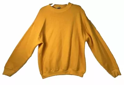 Vintage 90s Y2K FRUIT OF THE LOOM BEST Blank Yellow Crewneck Sweatshirt Sz Large • $24