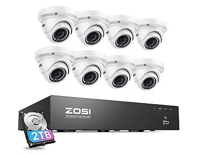 ZOSI H.265+ 8MP 8CH NVR Wired PoE Security 4K IP Camera System 2TB HDD Network • $319.99