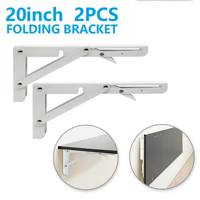 20  Folding Shelf Brackets Heavy Duty Stainless Steel Table Bracket Wall Mounted • $20.69