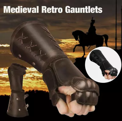 Arm Guard Armor Cuff Leather Bracer Knight Costume Battle Medieval Viking Gloves • $33.24