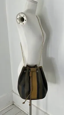 Authentic Vintage Fendi Striped Bucket Bag With Chain Strap  • $155