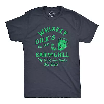 Mens Funny T Shirts Whiskey Dicks Bar Novelty St Patricks Day Tee For Guys • $14