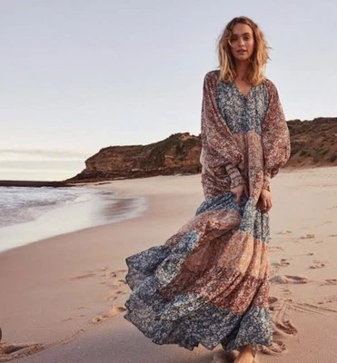 $169 • Buy Tigerlily Tiered Patchwork Floral Cotton Maxi Dress NWT 10 RRP $599