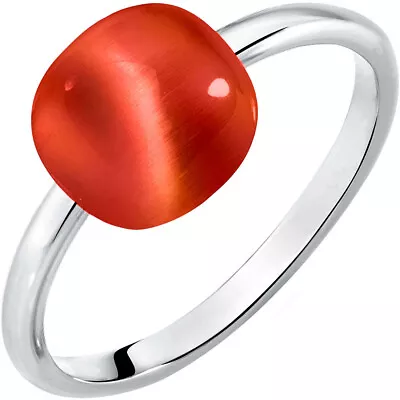 MORELLATO Womens Ring GEMMA SAKK112014 925% Sterling Cat Eye Coral Size 14 • $44.85