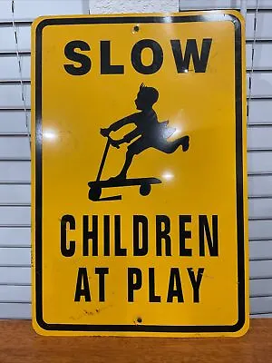 $65.99 • Buy  Wall Decor Ideas Slow Children At Play Sign Metal Tin Sign