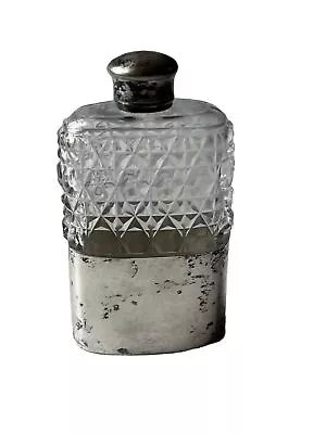 Vintage Silver & Glass 1920’s  Pocket Whiskey  Flask • $41.99