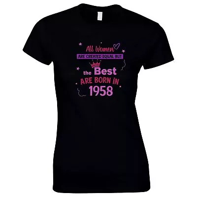 £10.97 • Buy 65th Birthday Gifts For Women - Her Created Equal 1958 T Shirt - Gift Ideas