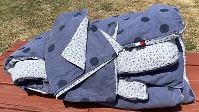 3Pc Tommy Hilfiger Lumpy Blue Polka Dot Comforter + 2 Pillowcases See Notes • $25