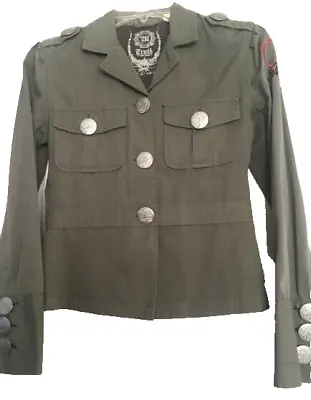 TRUTH 100% COTTON ARMY GREEN MILITARY STYLE W/LARGE LOGO BUTTONS JACKET - S • $18