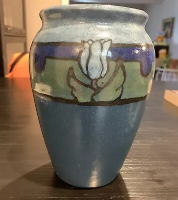 Saturday Evening Girls SEG Vintage Art Pottery Tulip Blue Ceramic Vase • $2200