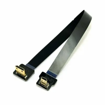 90 Degree Down Angled FPV Micro HDMI  Male To Mini HDMI  FPC Flat Cable 20cm • $6.69