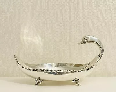 Antique CLS HECHO EN MEXICO Sterling Silver Swan Large Center Bowl 1930s • $1500