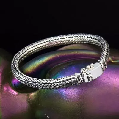 Sterling Chain Bracelet 7 ¼” Solid 925 Silver Handmade Bali Art Jewelry 42.79 G • $219