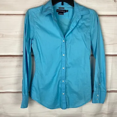 $10 • Buy Island Company Pima Cotton Saltwater Button Up Shirt Womens XS Blue Collared Top