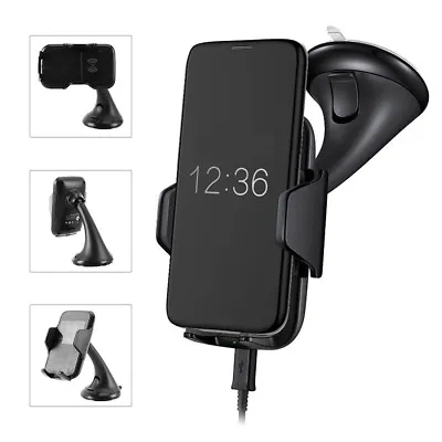 QI Wireless Car Charger Phone Mount Holder For IPhone X 8 Plus Samsung S8 Plus • £8.99