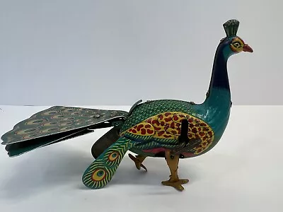 Vintage 1940’s-50’s TIN LITHO Wind-Up Proud Peacock MADE IN JAPAN Alps Toy Co • $195