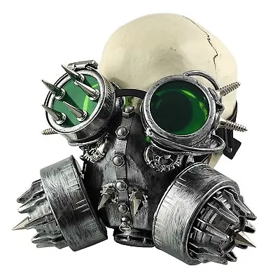 Death Mask Helmet For Halloween Costume Steampunk Metal Gas Mask Goggles • $64.45