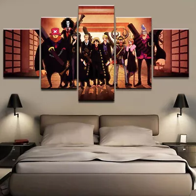 Framed HD 5 Pieces One Piece Anime Canvas Wall Art Poster Picture Home Decor  • $39.59