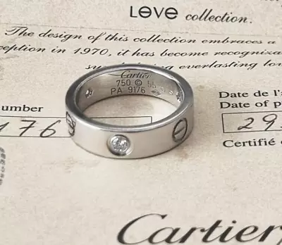 £3608.82 • Buy Cartier Love Ring 3 Diamonds 18k White Gold 3 Diamonds Ring 55