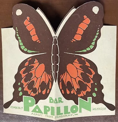 Vintage 1936 Mexico City BAR PAPILLON Butterfly MENU Of Cocktails & Drinks! • $12.99