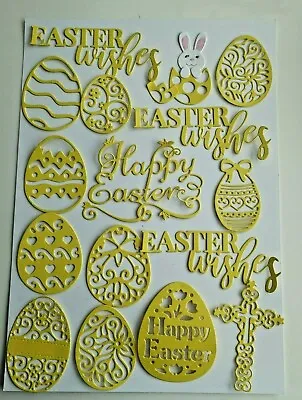 Craft Die Cut Shapes 16 Easter Eggs Words Card Toppers Various Colours • £3.35