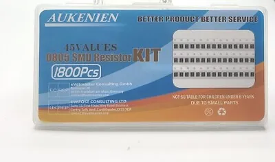 Aukenien 0805 SMD Resistor Kit 45 Values 1800 Pieces New • $15