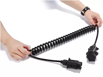 SPARKMOTO 2.6M 7 Pin Trailer Extension Cable Male To Female12V Trailer Spiral • £25.33