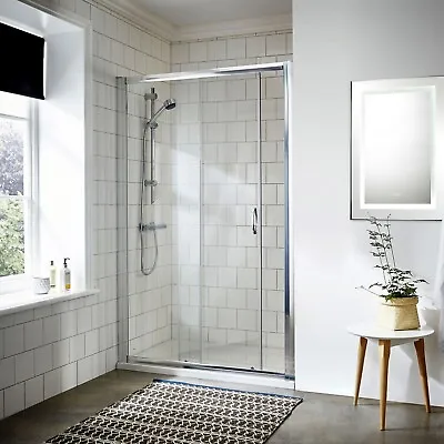 Nuie Ella Sliding Shower Door 1000mm 5mm Safety Glass Modern Bathroom Enclosure • £149.95