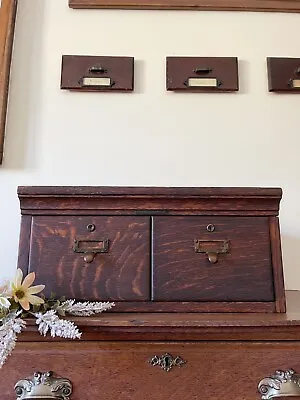 Antique Two Drawer Card Catalog Cabinet Section By Library Bureau Sole Makers • £380.86