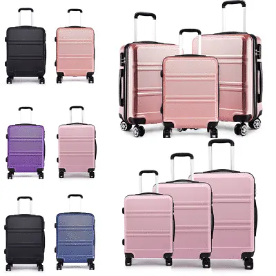 KONO 20/24/28Inch ABS Suitcase Set Spinner 4 Wheels Luggage Trolley Travel Case • £77.99