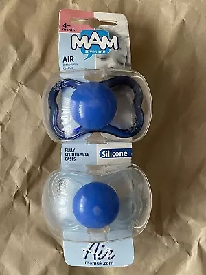 VINTAGE RARE HTF MAM Air Orthodontic Silicone Soothers/Pacifiers 4m+ Navy/Blue • £14.99