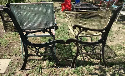 Vintage Antique Set Pair Of Cast Iron Scroll Park Bench Ends Legs • $165