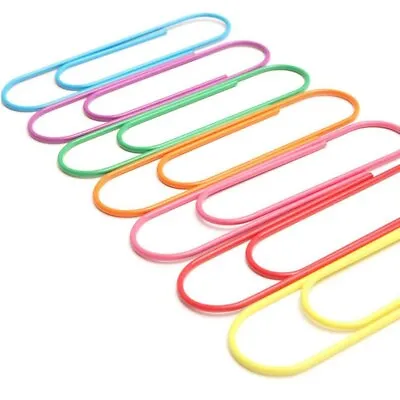 Super Large Paper Clips Vinyl Coated 100 Pack Assorted Colours Jumbo Sheet Hold • £5.99