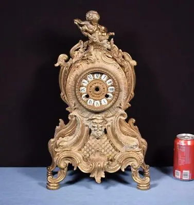 Vintage Bronze Mantel Clock Case With Cherub-No Clock Works • $155