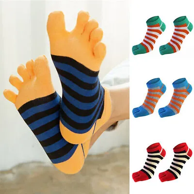 £6.89 • Buy 1/5 Pairs Men's Cotton Five Finger Toe Socks Crew Casual Breathe Sports Socks