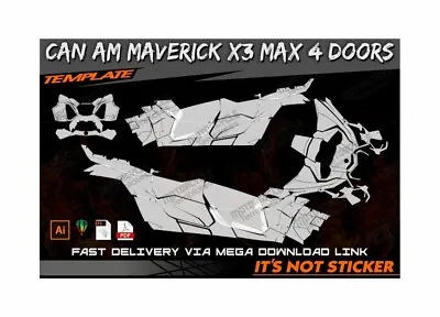 CAN AM MAVERICK X3 MAX 4 DOORS Template Vector 1/1 Real Scale EPS-PDF-CDR Format • $120