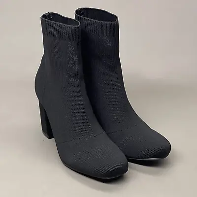 MIA Erika Fly Knit Booties Dress Boots Black 2” Heel Sz 6 GS7553115Y (New) • $17