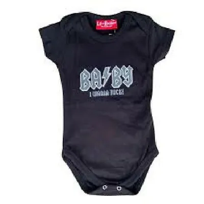 £6.99 • Buy Darkside Clothing 0-6 Months WANNA ROCK 100% Cotton Black Baby Grow  BNWT  