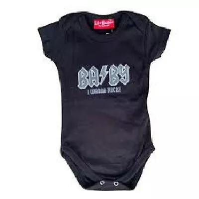 Darkside Clothing 6-12 Months WANNA ROCK 100% Cotton Black Baby Grow  BNWT   • £6.99