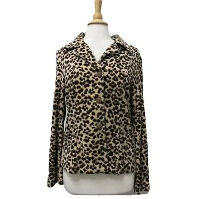 Ultrasport Vintage Jacket Size Medium Leopard Animal Print Velour Coat Blazer • $23.86