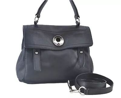 $280.50 • Buy Auth YVES SAINT LAURENT Muse Two 2Way Hand Bag Canvas Leather 289278 Black J9415