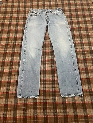 Vintage 90’s 1997 Made In USA Levi’s 501 Distressed Blue Jeans  • $50