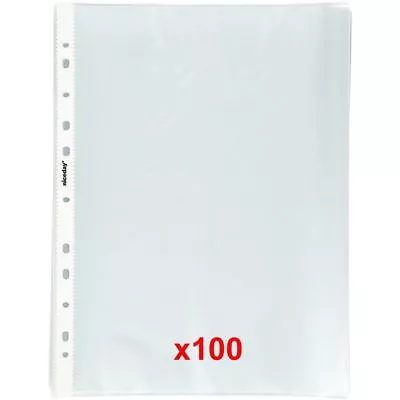 Office Depot Punched Pockets A4 Clear 11 Hole White Colour Spine (Pack Of 100) • £7.97