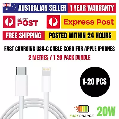 1-20x Fast USB-C Type C Cable Charger Cord 2M For Apple IPhone 14 13 12 11 X 8 7 • $74.99