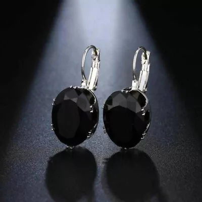 £3.99 • Buy Sterling Silver Filled Cubic Zirconia Crystal Oval Stone Dangle Drop Earrings UK