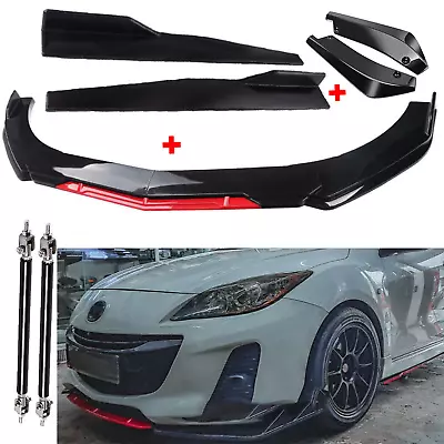 Front Rear Bumper Lip Spoiler Splitter Body Kit Side Skirt For Mazda 2 3 6 • $79.99