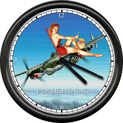 P-38 Lightning Military 1945 WWII US Airforce Airplane Pilot Sign Wall Clock • $26.95