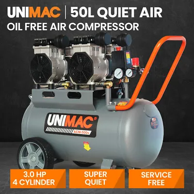 UNIMAC 50L Silent Air Compressor 3.0HP Oil-Free Quiet Electric Portable Airtool • $500