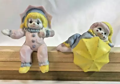 Ceramic Baby Clown Figurines (2) Miniature Shelf Sitters House Of Lloyd 1987  • $25.31